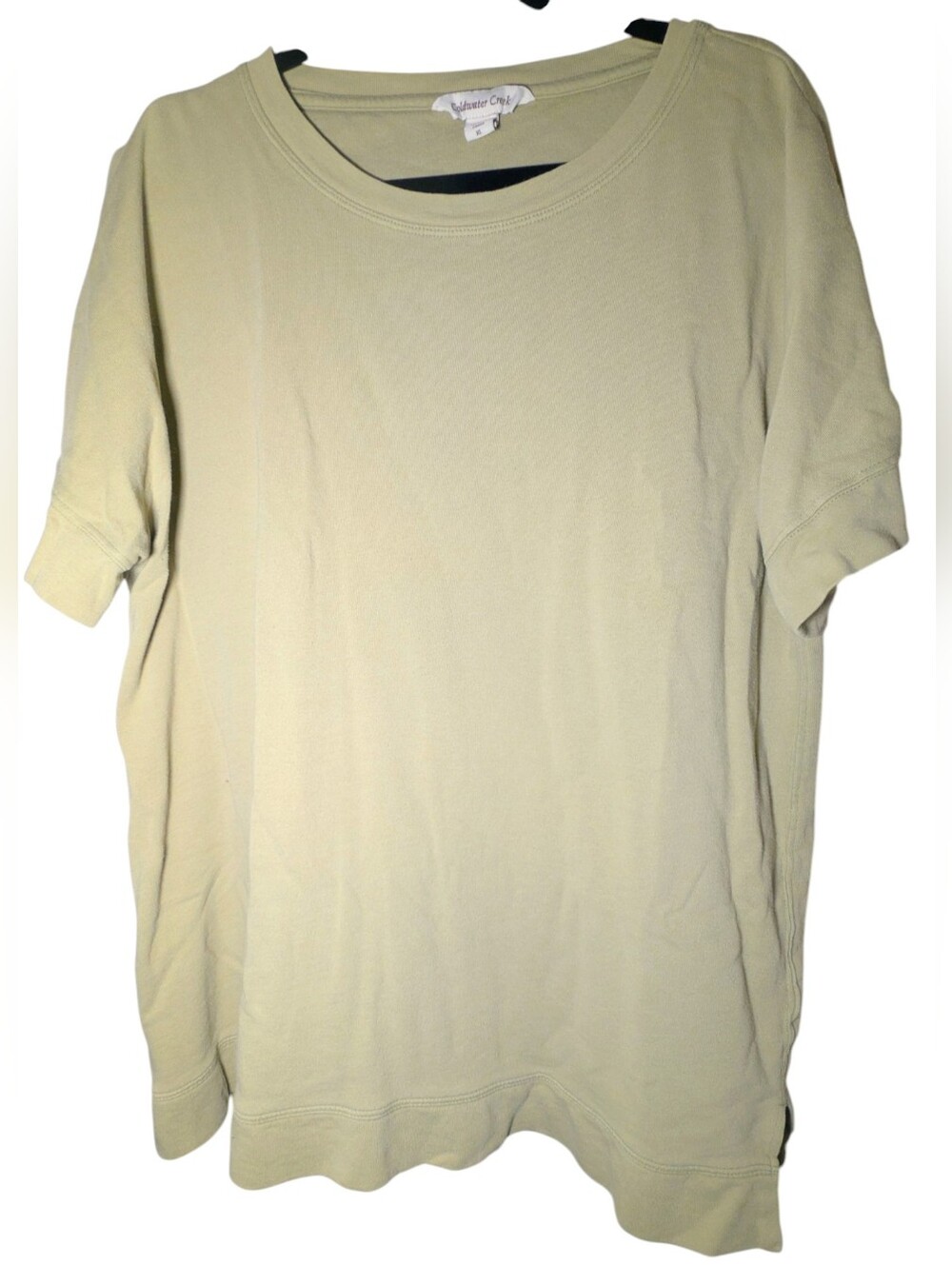 Coldwater Creek Khaki Short Sleeve Sweatshirt Tunic Top XL GUC